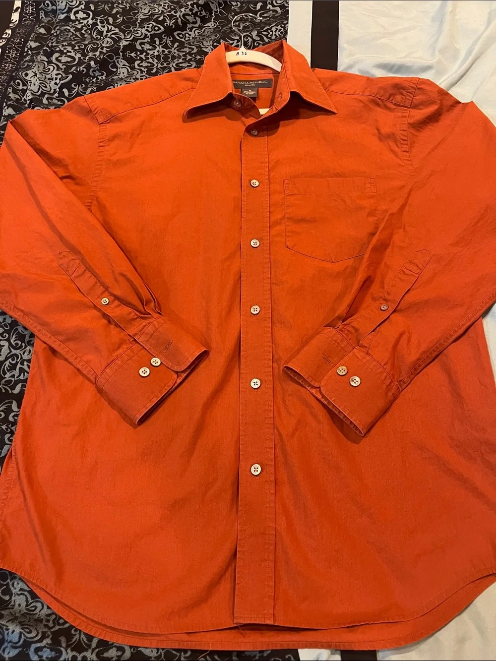 Banana Republic Orange Long-Sleeve Button-Up Dress Shirt